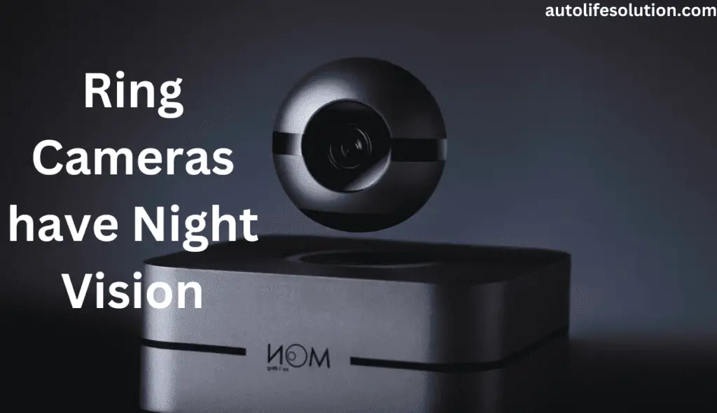 An image showing a Ring camera with infrared lights, suggesting night vision capabilities
