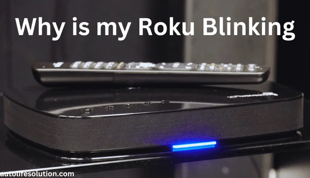 Close-up image of a Roku remote with a blinking light, indicating a potential issue
