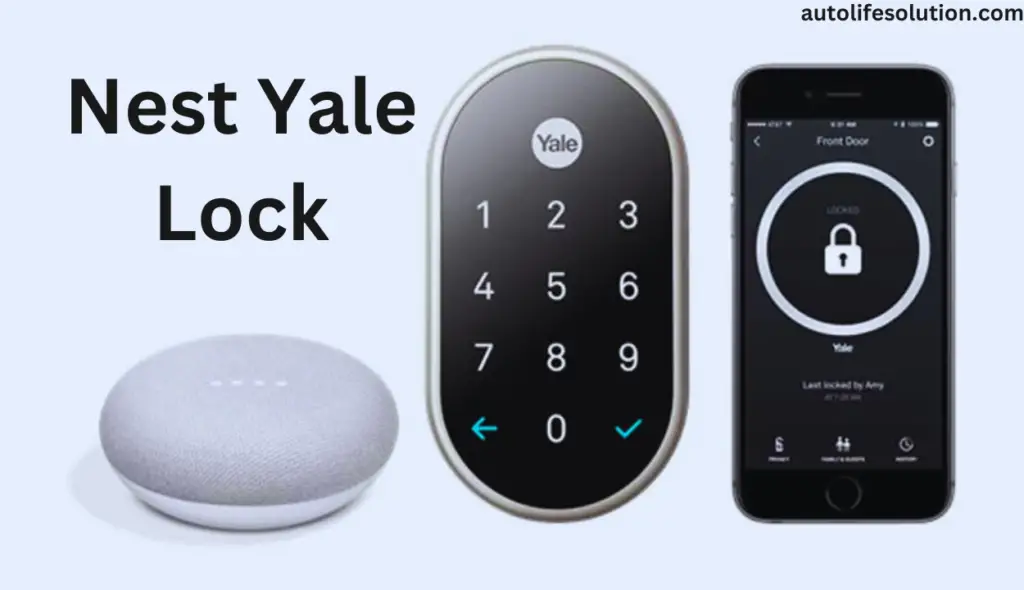 the Nest Yale Lock alongside an Amazon Echo device with Alexa. The integration symbolizes the compatibility and functionality of controlling the lock through voice commands with Alexa