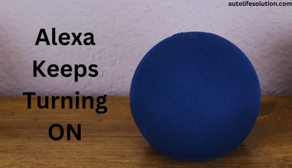 A person adjusting settings on the Alexa app to prevent unexpected activations. Text overlay reads: 'How to Prevent Alexa From Turning on Unexpectedly