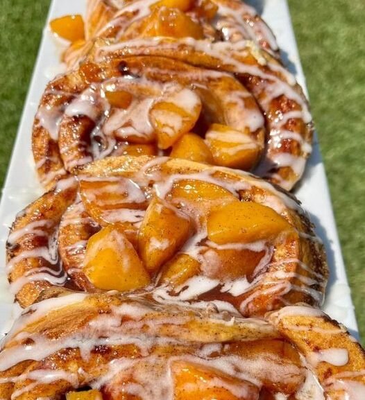 Peach Cobbler Cinnamon Rolls